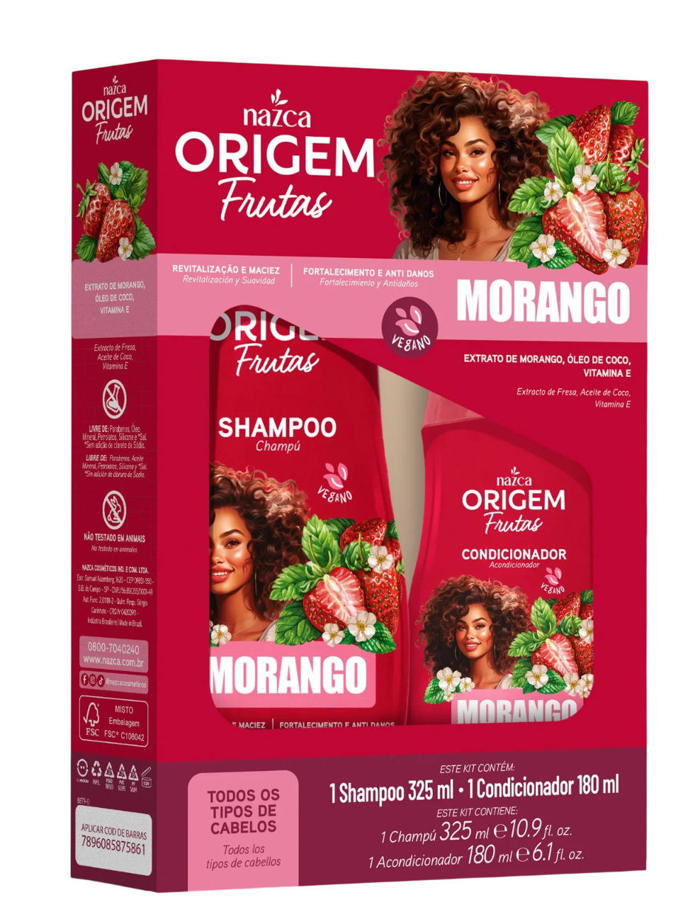KIT SHAMPOO 325ML + CONDICIONADOR 180ML MORANGO ORIGEM