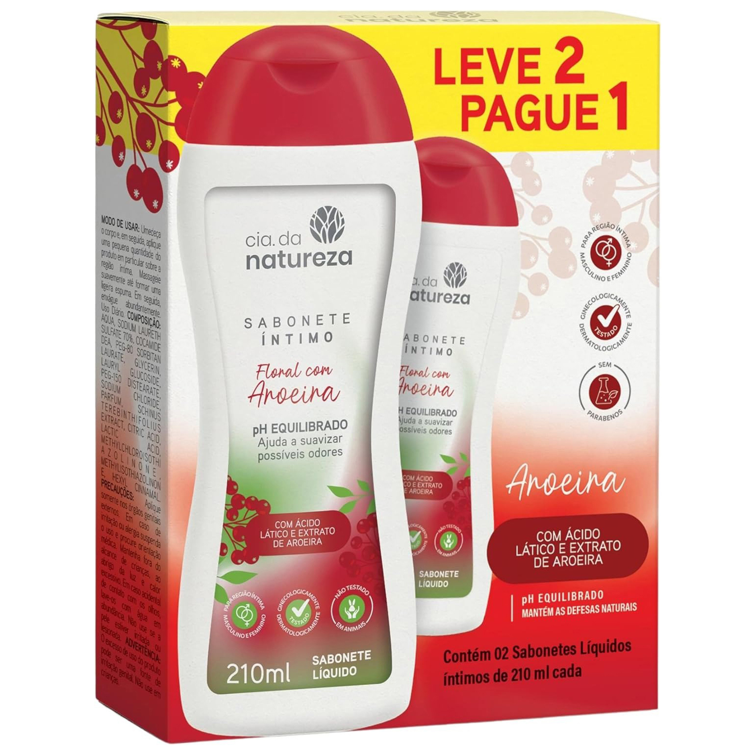 KIT PROMO SABONETE ÍNTIMO FLORAL COM AROEIRA CIA DA NATUREZA 210ML