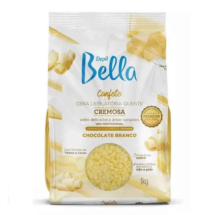 Cera Depilatória Quente Depil Bella Confete Chocolate Branco 1kg