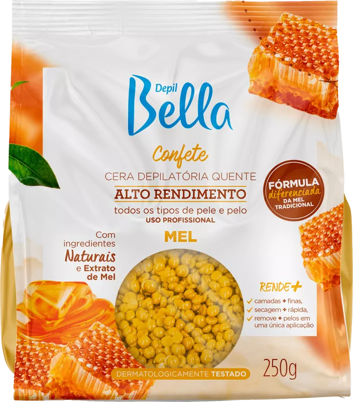 CERA DEPILATÓRIA QUENTE CONFETE MEL DEPIL BELLA 250G