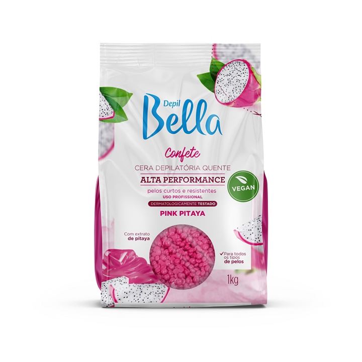 CERA DEPILATÓRIA QUENTE CONFETE PINK PITAYA DEPIL BELLA 1KG