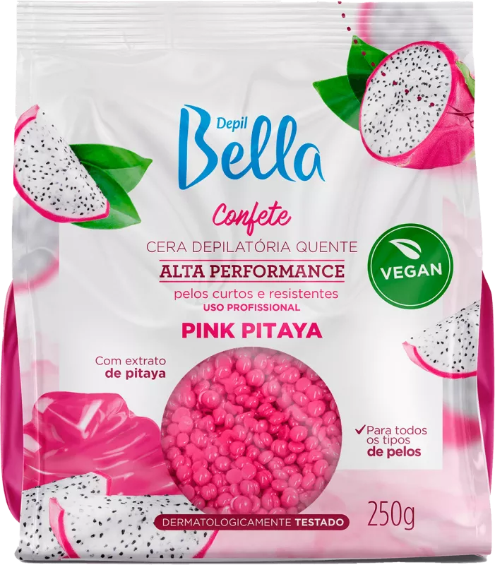 CERA DEPILATÓRIA QUENTE CONFETE PINK PITAYA DEPIL BELLA 250G