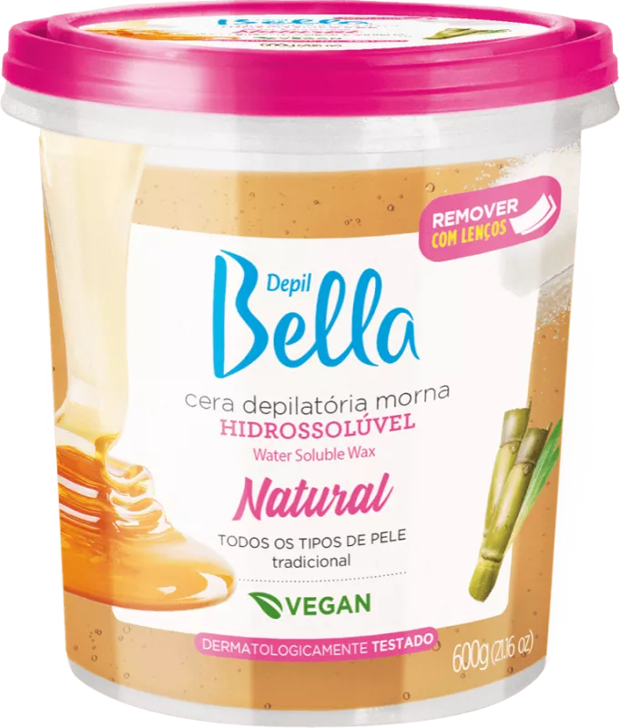 CERA DEPILATÓRIA HIDROSSOLÚVEL NATURAL DEPIL BELLA 600G