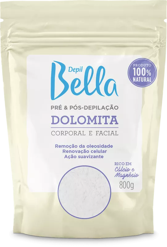 DOLOMITA CORPORAL E FACIAL PRÉ E PÓS DEPILAÇÃO DEPIL BELLA 800G