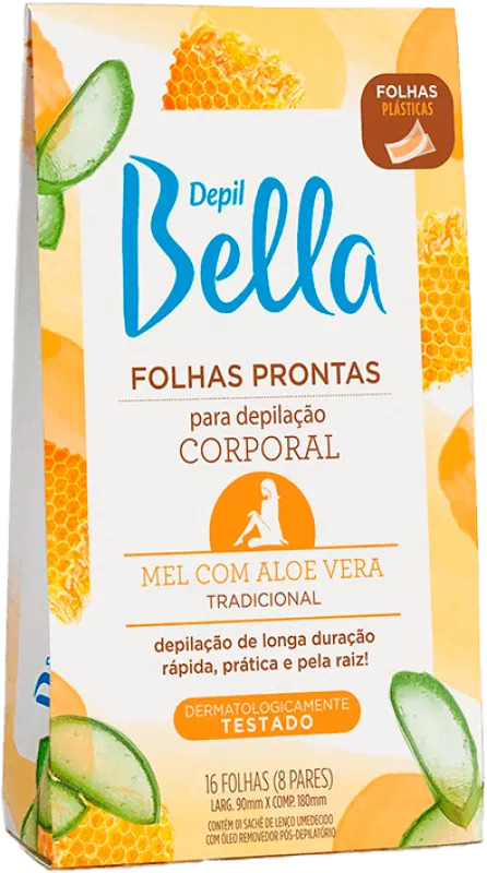 FOLHAS PRONTAS PARA DEPILAÇÃO MEL DEPIL BELLA COM 16 UNIDADES