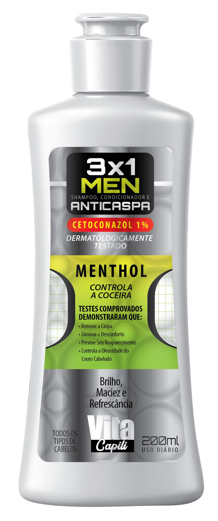 SHAMPOO ANTICASPA 3X1 MENTHOL VITA CAPILI 200ML - MURIEL