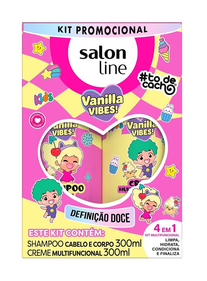KIT SHAMPOO+CREME SALON LINE TODECACHO KIDS VANILLA VIBES 300ML