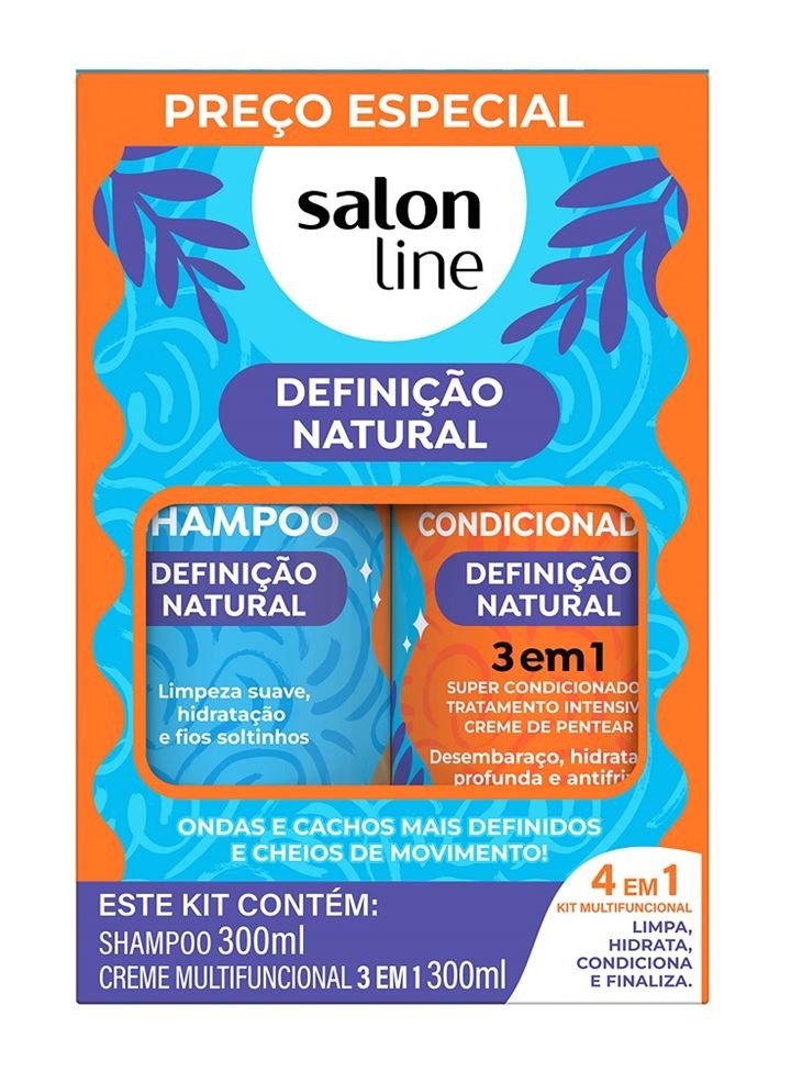 KIT SHAMPOO+CREME SALON LINE MULTY DEFINIÇÃO NATURAL 300ML