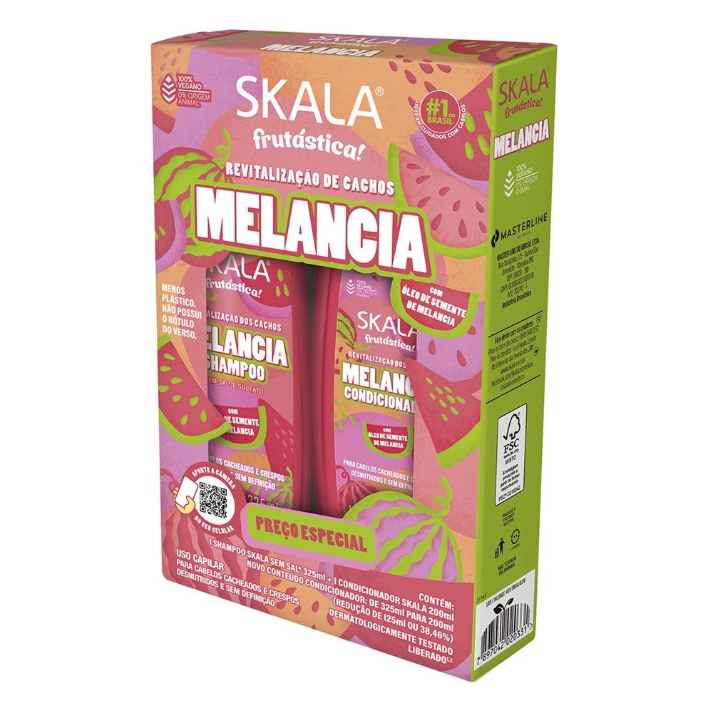 KIT SHAMPOO 325ML + CONDICIONADOR 200ML FRUTÁSTICA SKALA MELANCIA