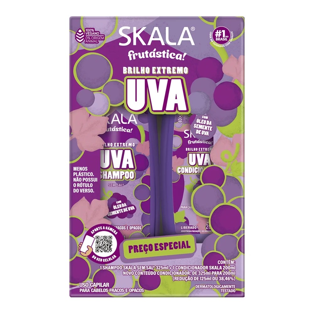 KIT SHAMPOO 325ML + CONDICIONADOR 200ML FRUTÁSTICA SKALA UVA