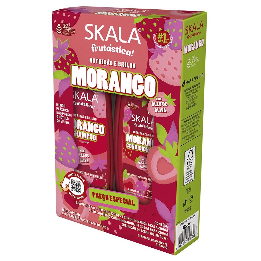 KIT SHAMPOO 325ML + CONDICIONADOR 200ML FRUTÁSTICA SKALA MORANGO