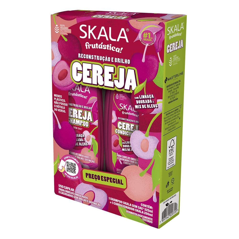 KIT SHAMPOO 325ML + CONDICIONADOR 200ML FRUTÁSTICA SKALA CEREJA