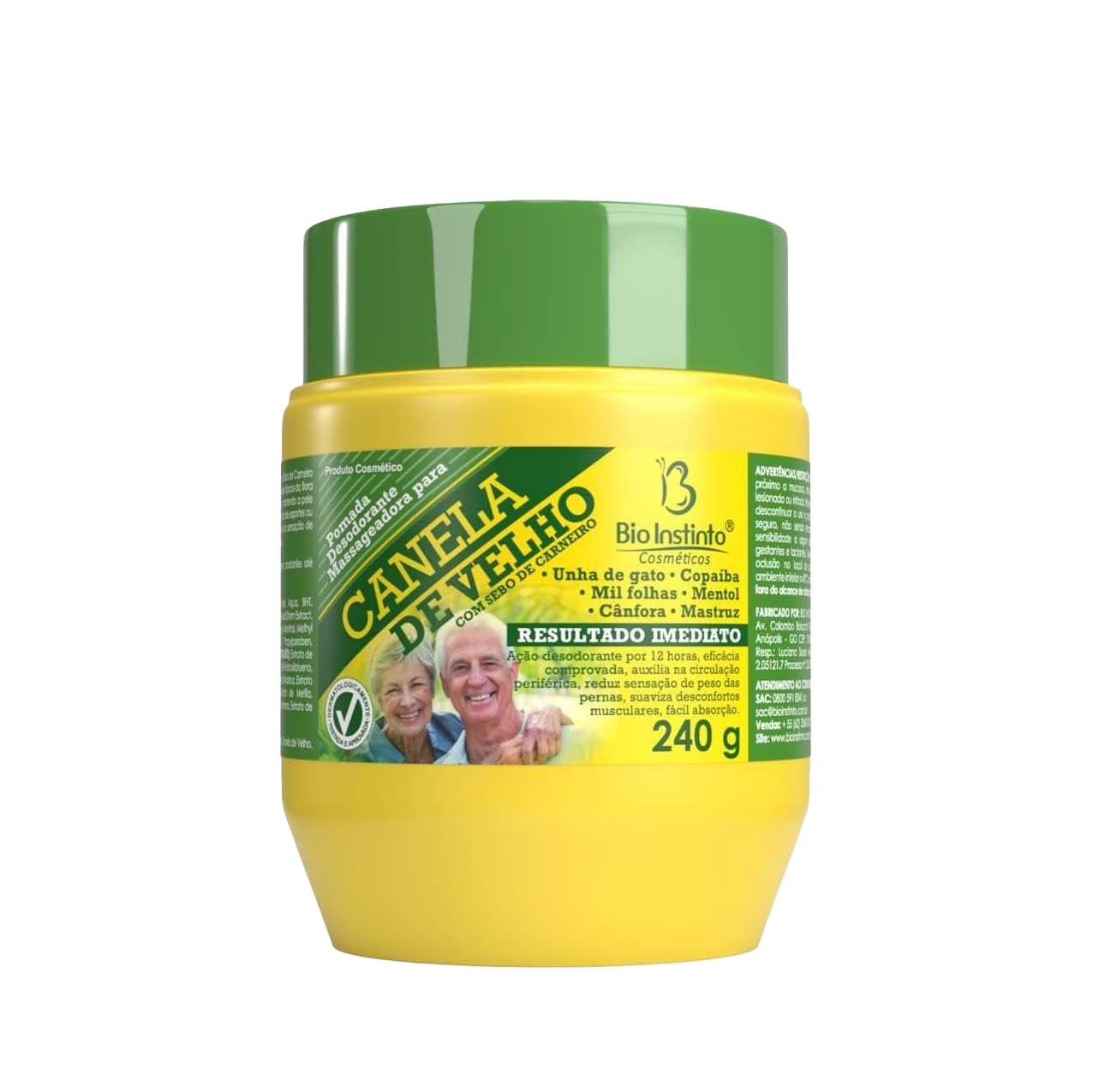 POMADA MASSAGEADORA BIO INSTINTO PARA CANELA DE VELHO COM SEBO DE CARNEIRO 240G