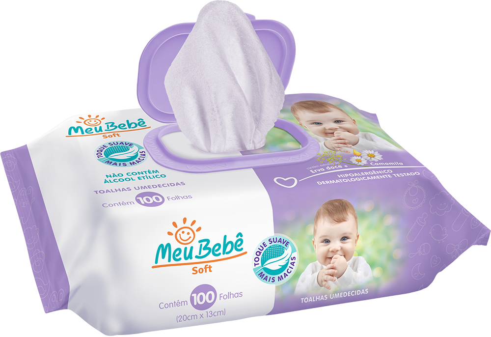 TOALHA UMEDECIDA HYGIELINE MEU BEBÊ SOFT COM 100 UNIDADES