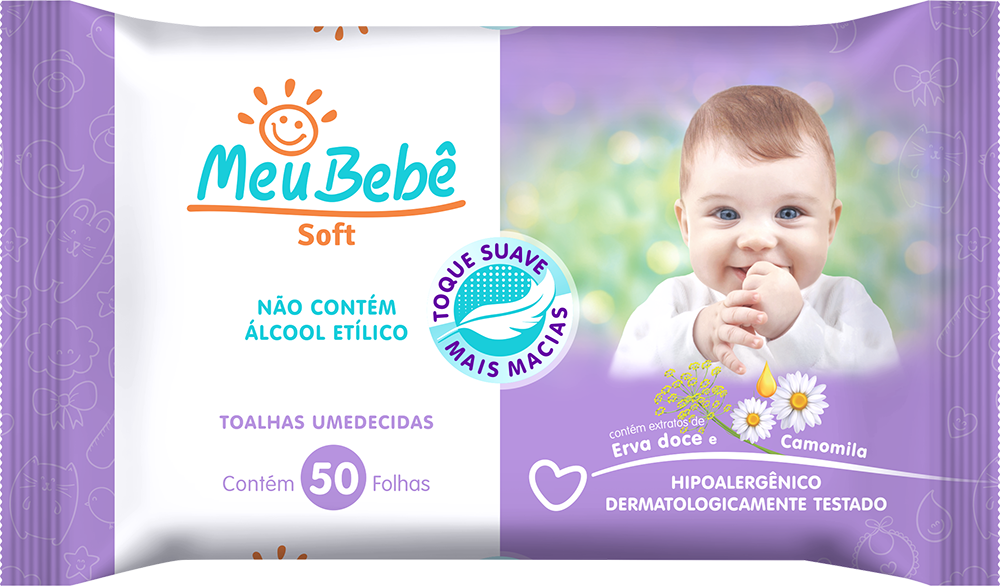 TOALHA UMEDECIDAS HYGIELINE  MEU BEBÊ SOFT COM 50 UNIDADES