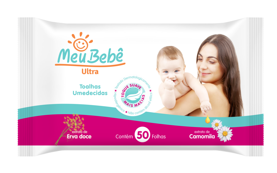 T1OALHA UMEDECIDA HYGIELINE MEU BEBÊ ULTRA COM 50 UNIDADES