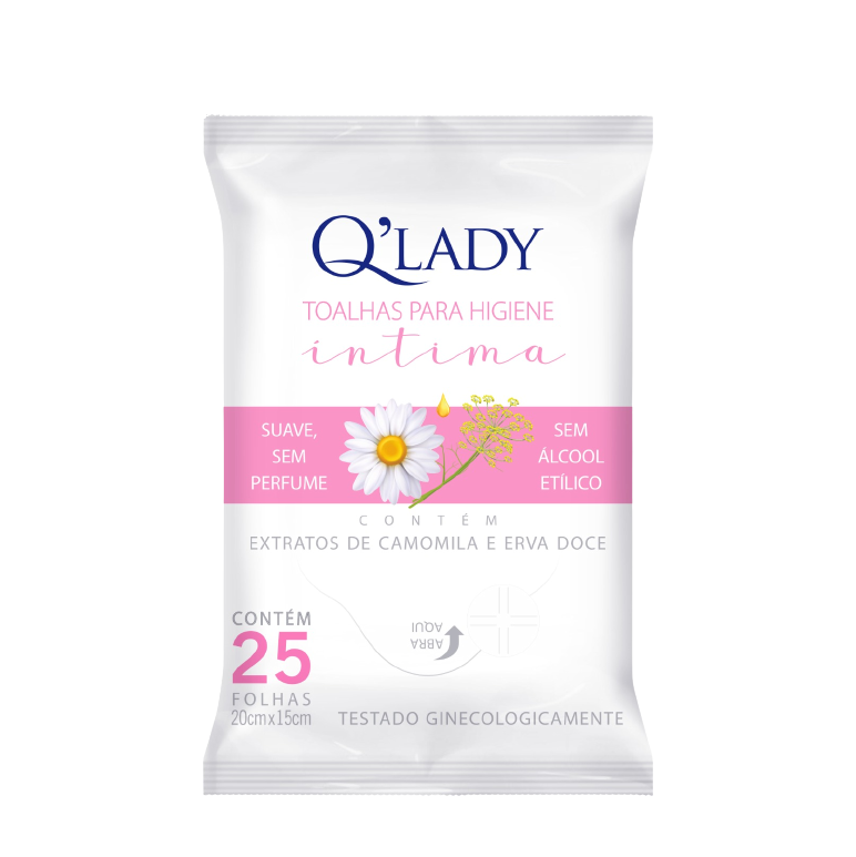 TOALHA UMEDECIDA HYGIELINE Q'LADY ÍNTIMA COM 25 UNIDADES