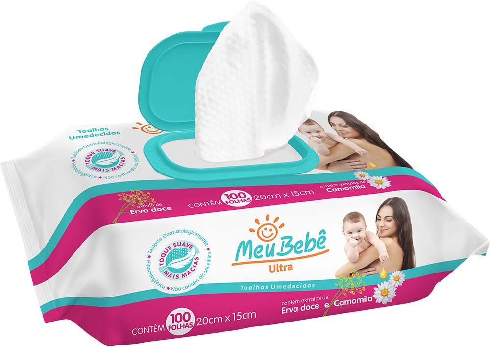 TOALHA UMEDECIDA HYGIELINE MEU BEBÊ ULTRA COM 100 UNIDADES
