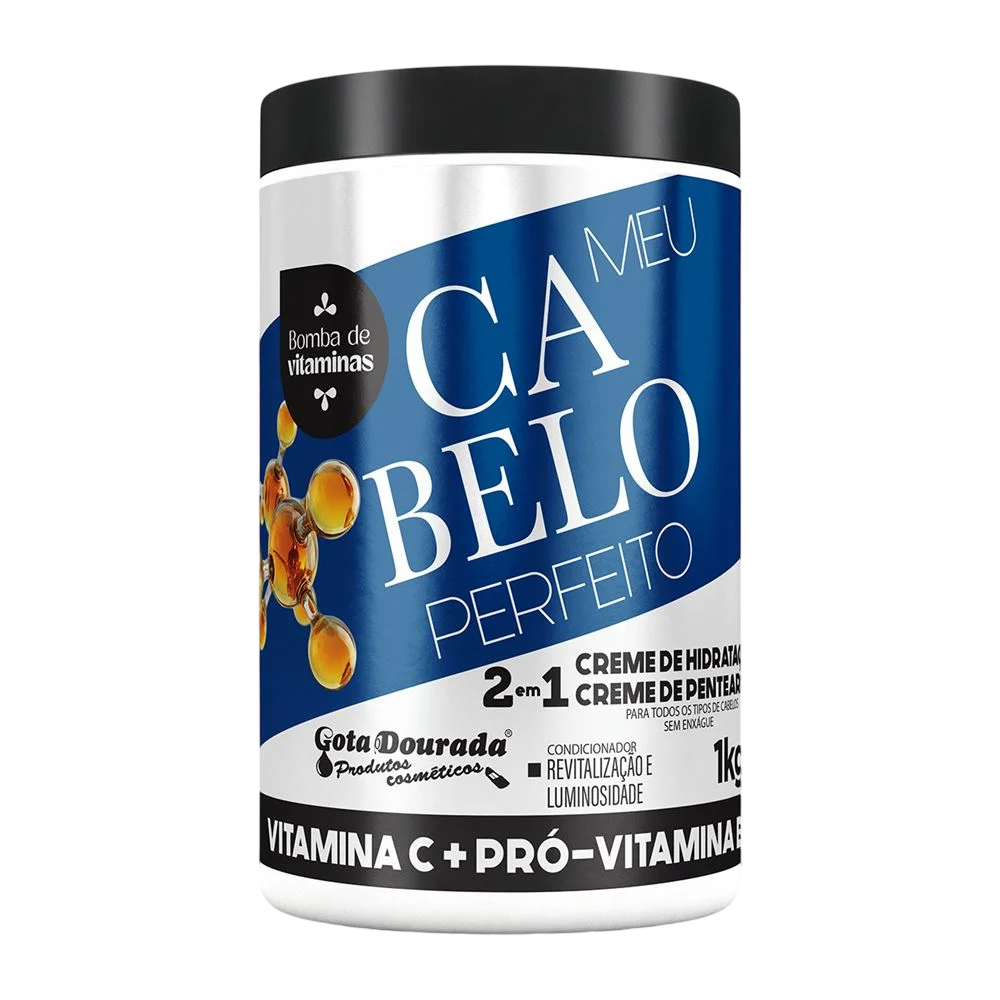 CREME 2 EM 1 GOTA DOURADA MEU CABELO PERFEITO VITAMINA C + PRÓ -VITAMINA B5 1KG
