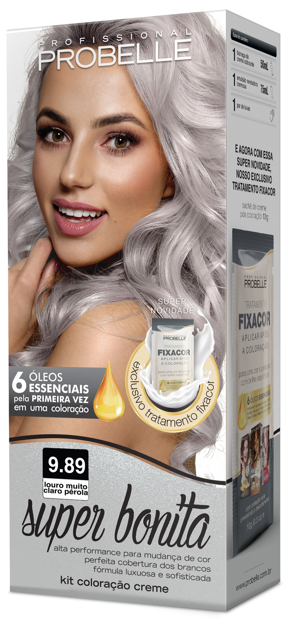 Coloração Super Bonita 9.89 Louro Muito Claro Pérola