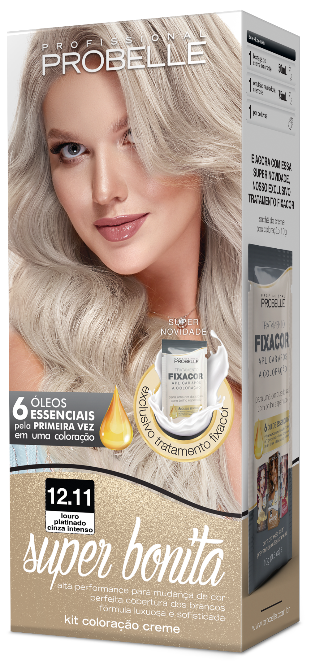 Coloração Super Bonita 12.11 Louro Platinado Cinza Intenso