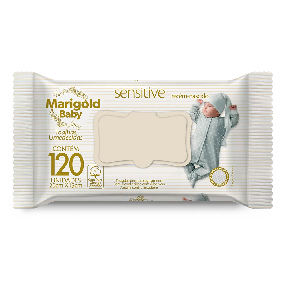TOALHA UMEDECIDA SENSITIVE MARIGOLD BABY COM 120UN