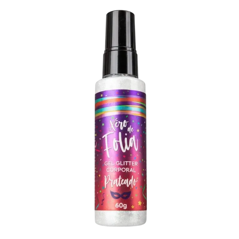 GEL GLITTER CORPORAL XÊRO DE FOLIA PRATEADO 60G