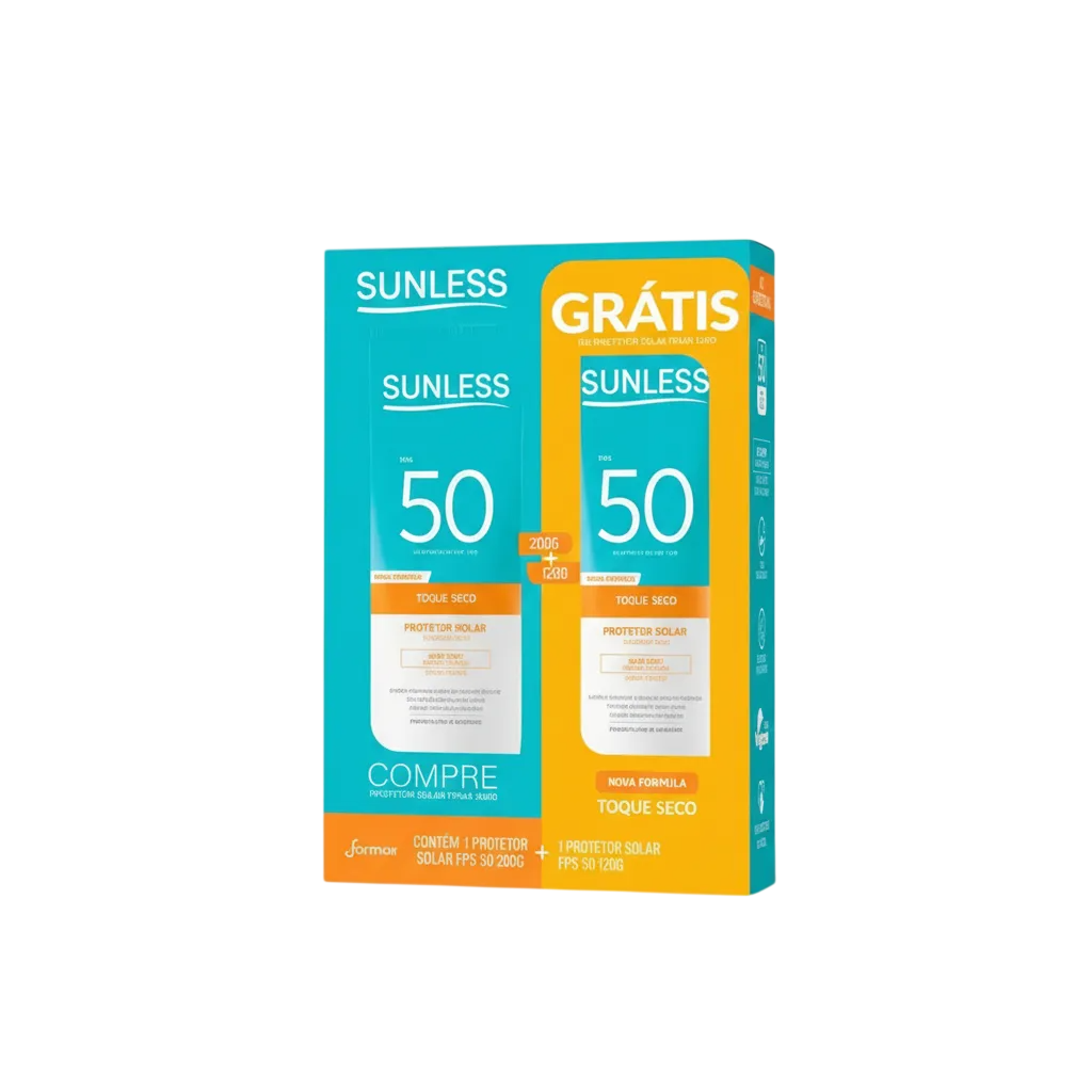 PACK PROTETOR SOLAR SUNLESS TOQUE SECO FPS50 200G + PROTETOR SOLAR SUNLESS TOQUE SECO FPS50 120G GRÁTIS