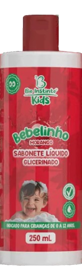 SABONETE LÍQUIDO BIO INSTINTO KIDS BEBELINHO GLICERINADO MORANGO 250ML
