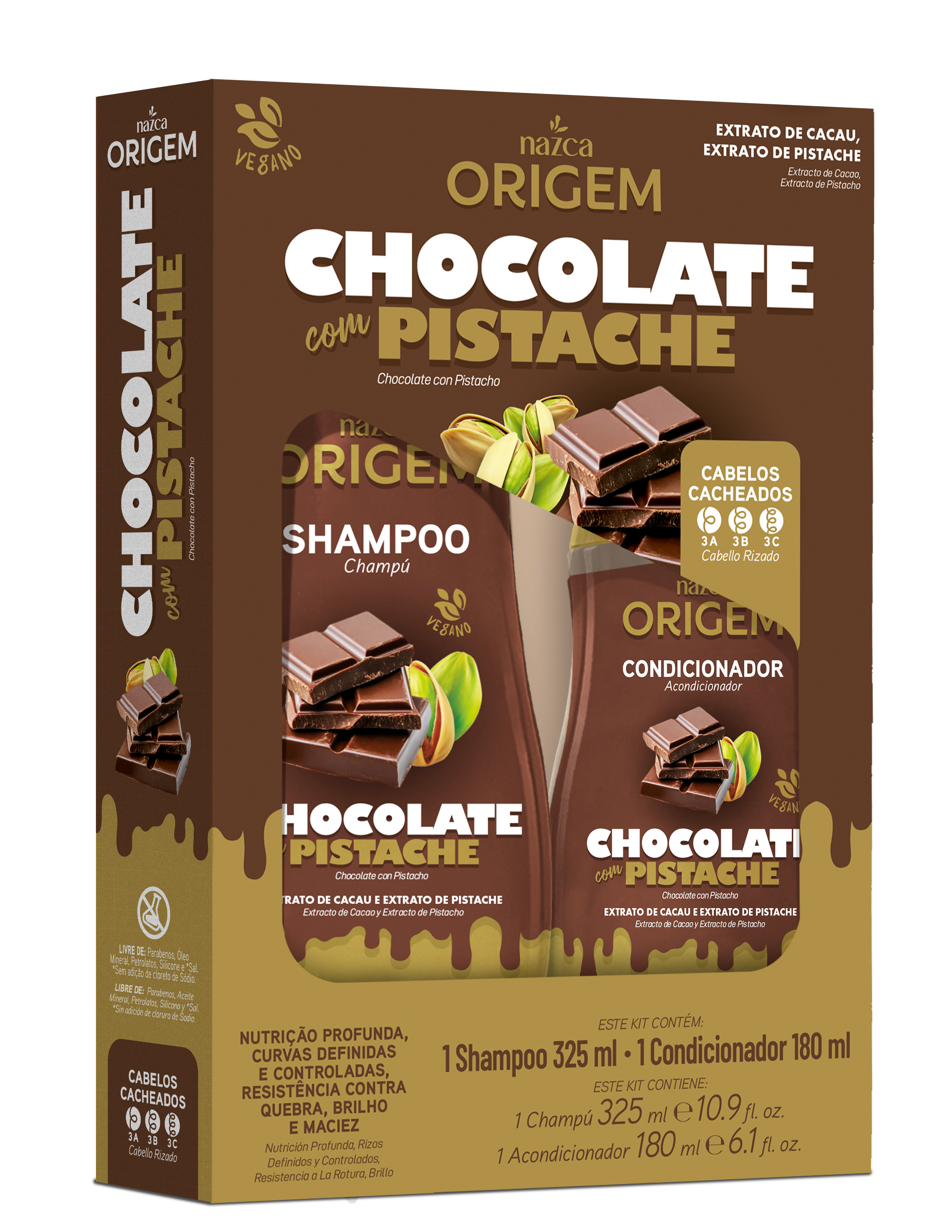 Kit Shampoo 325ml + Condicionador 180ml Origem Chocolate Com Pistache
