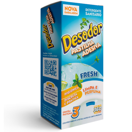 Pastilha Sanitária Adesiva Desodor Fresh C/03 Unidades