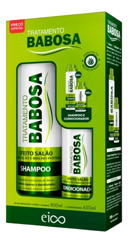 Kit Shampoo 800ml + Condicionador 450ml Eico Efeito Salão Babosa