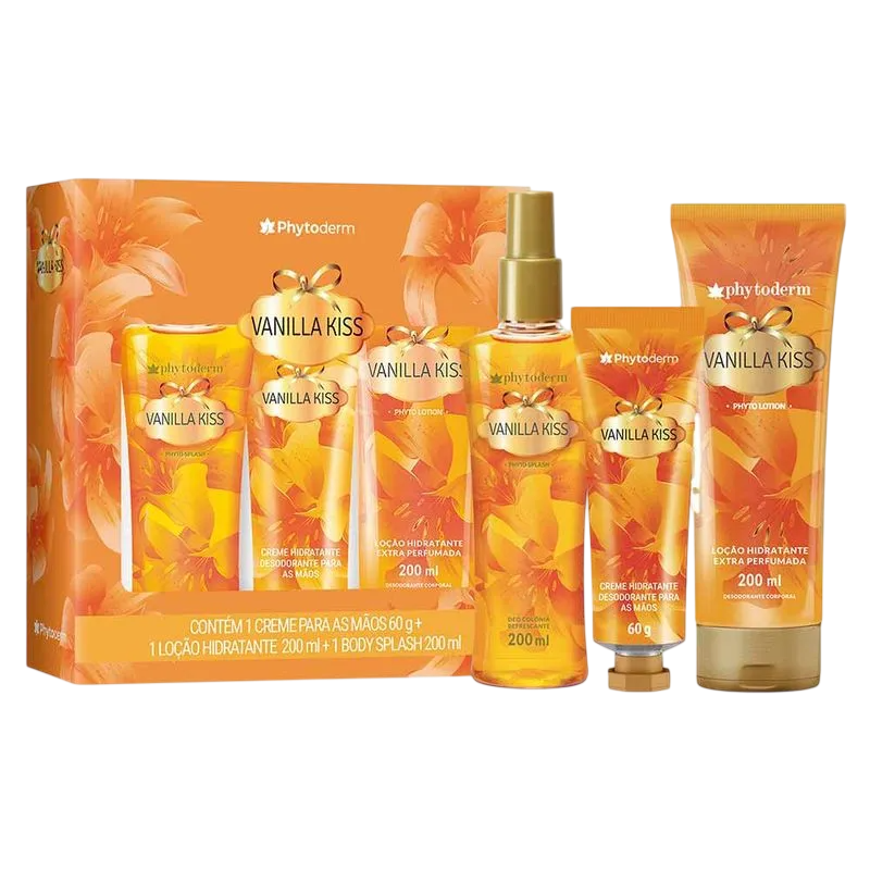 Kit Body Splash 200ml + Hidratante 200ml + Creme para Mãos 60g Phytoderm Vanilla Kiss
