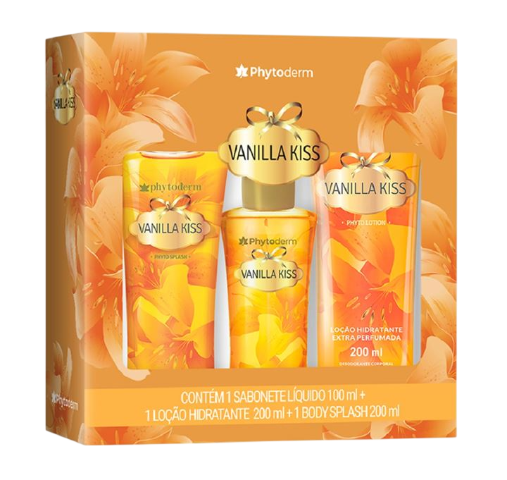 Kit Body Splash 200ml + Hidratante 200ml + Sabonete Líquido 100ml Phytoderm Vanilla Kiss