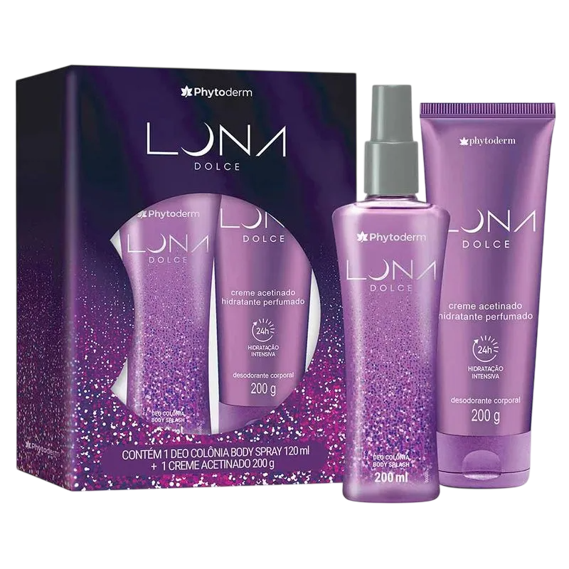 Kit Body Splash 200ml + Creme Acetinado 200g Phytoderm Luna Dolce