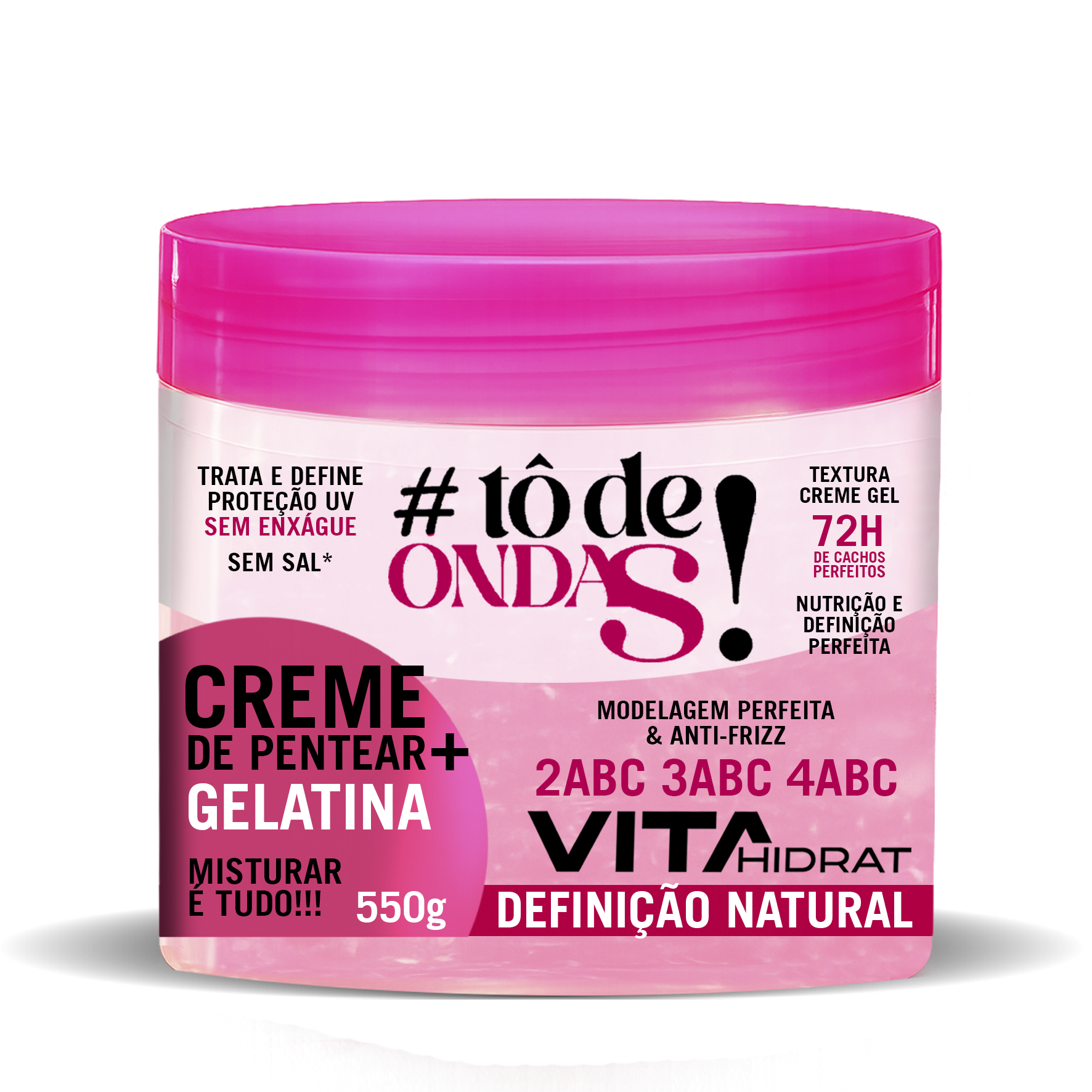 Creme para pentear + Gelatina Vitahidrat #TôdeOndas! Definição Natural 550g