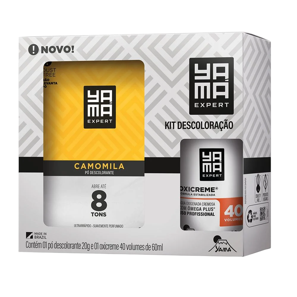 Kit Descoloração Yamá Pó Descolorante Camomila 20g + Água Oxigenada 40V 60ml