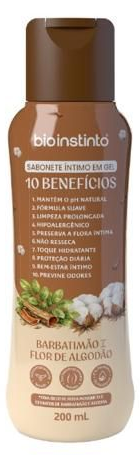 Sabonete Íntimo em Gel Bio Instinto Barbatimão e Flor de Algodão 200ml