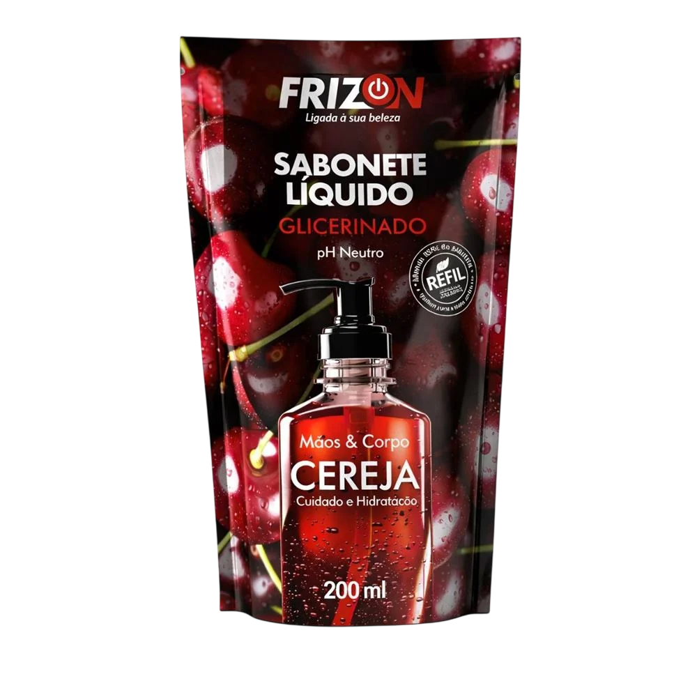 Sabonete Líquido Glicerinado Frizon Cereja 200ml Refil
