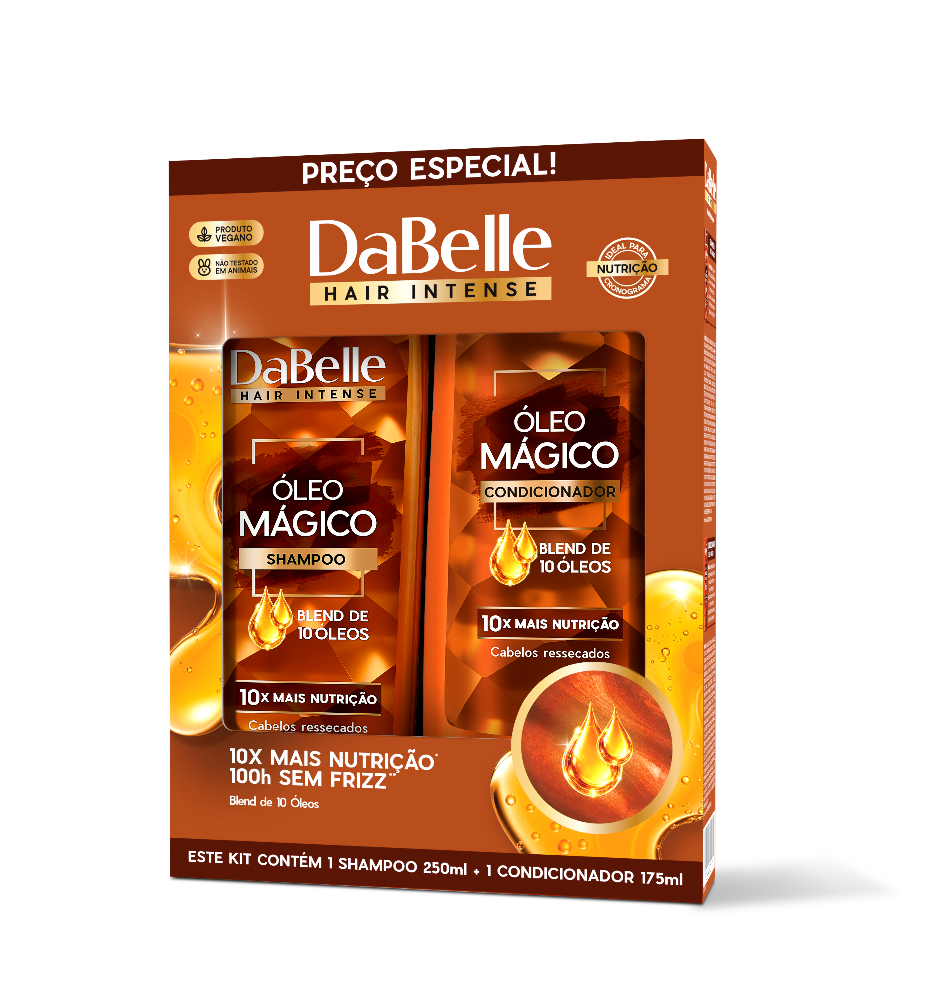 Kit Shampoo 250ml + Condicionador 175ml Dabelle Óleo Mágico