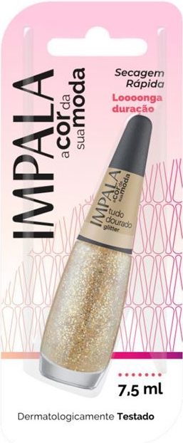 Esmalte Glitter Impala A Cor da Sua Moda Tudo Dourado 7,5ml Blister - (6 unidades)