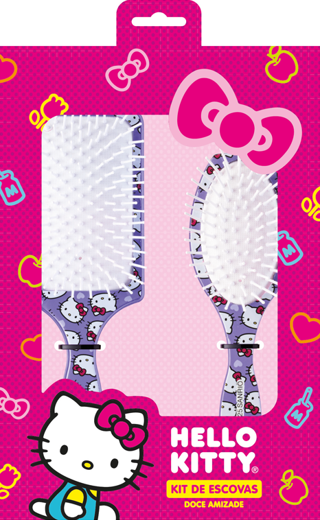 Kit de Escovas Escobel Hello Kitty Mundo Lilás com 02 Unidades