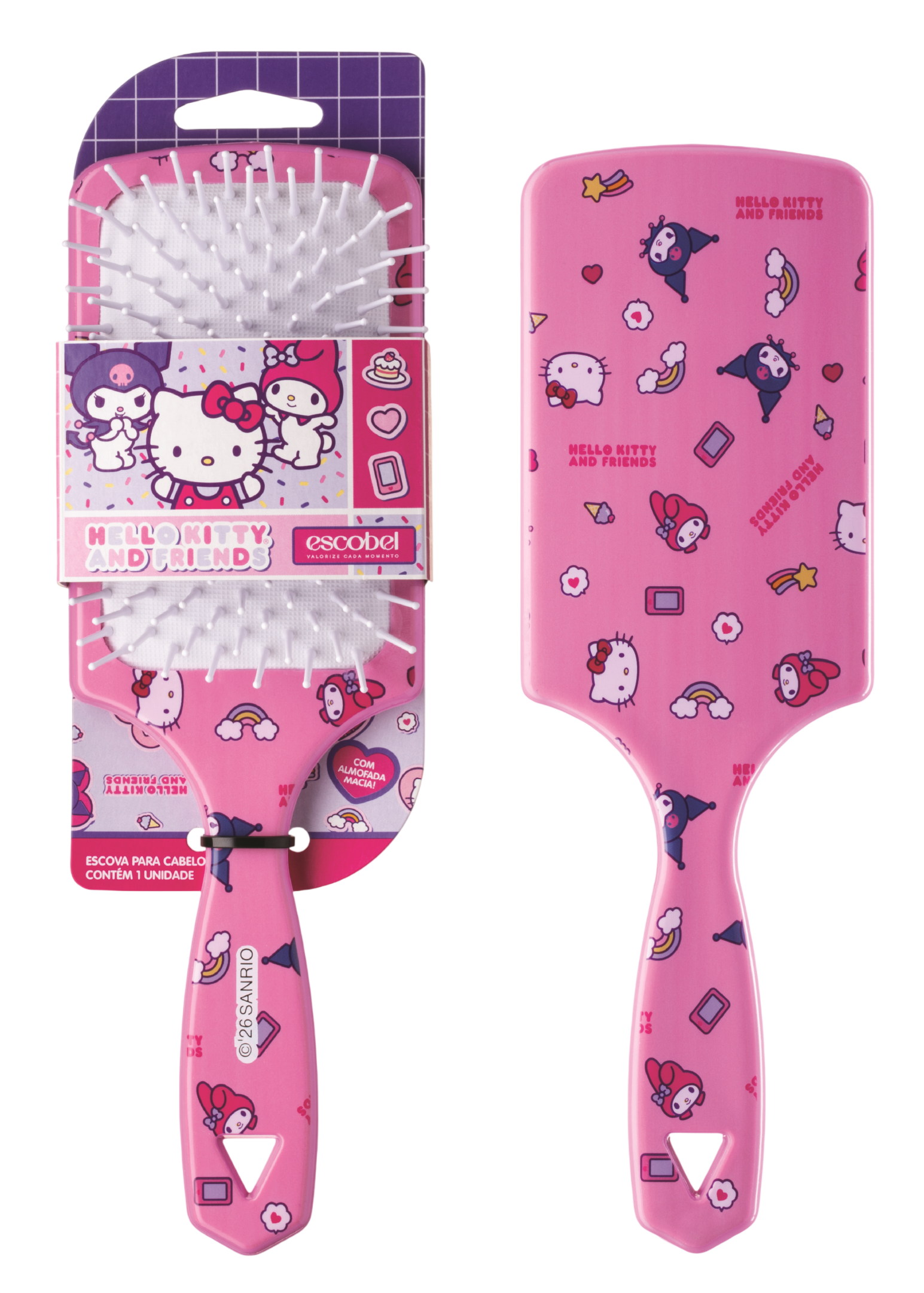 Escova Quadrada Escobel Hello Kitty Melhores Amigas