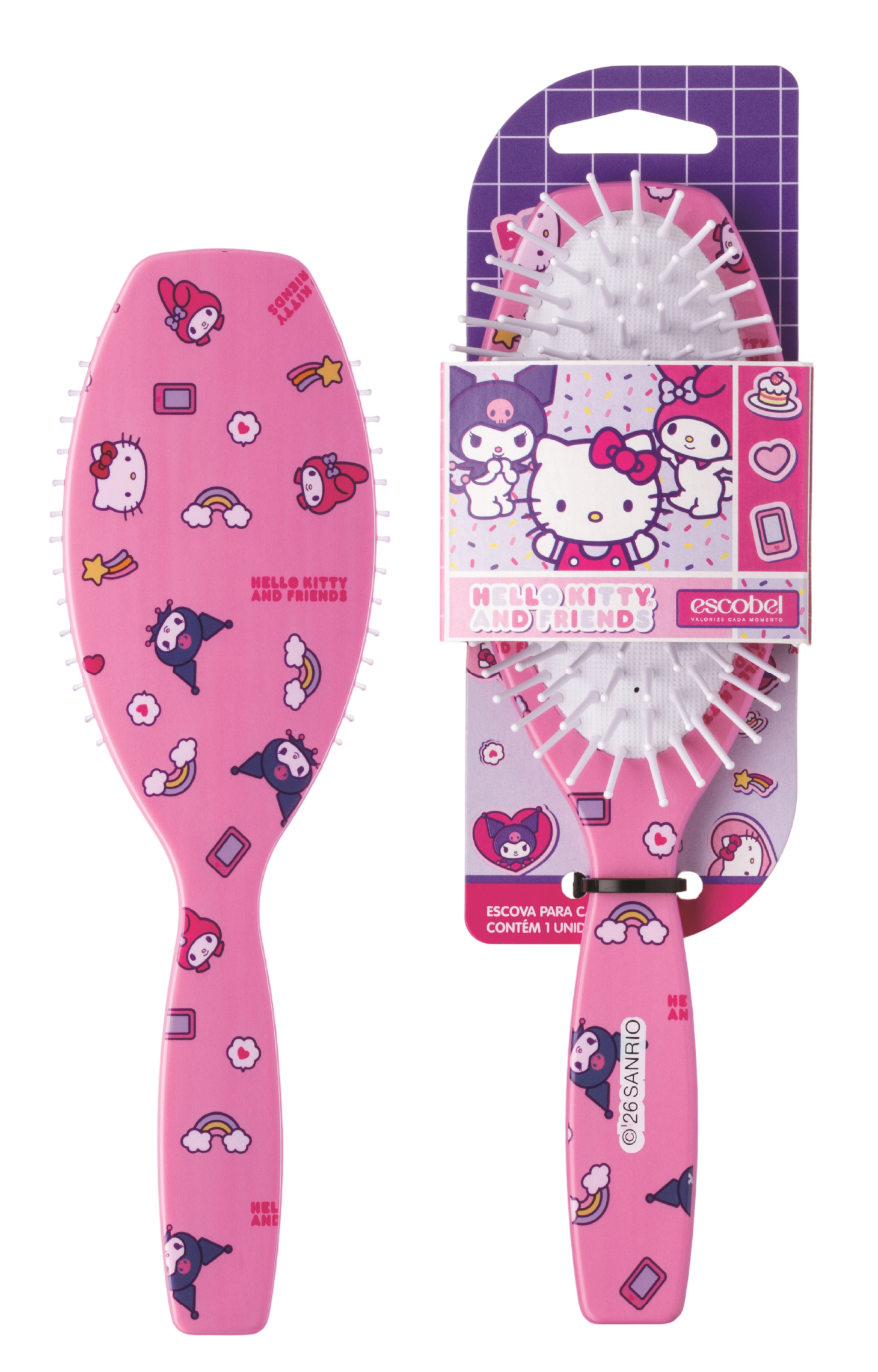 Escova Oval Escobel Hello Kitty Melhores Amigas
