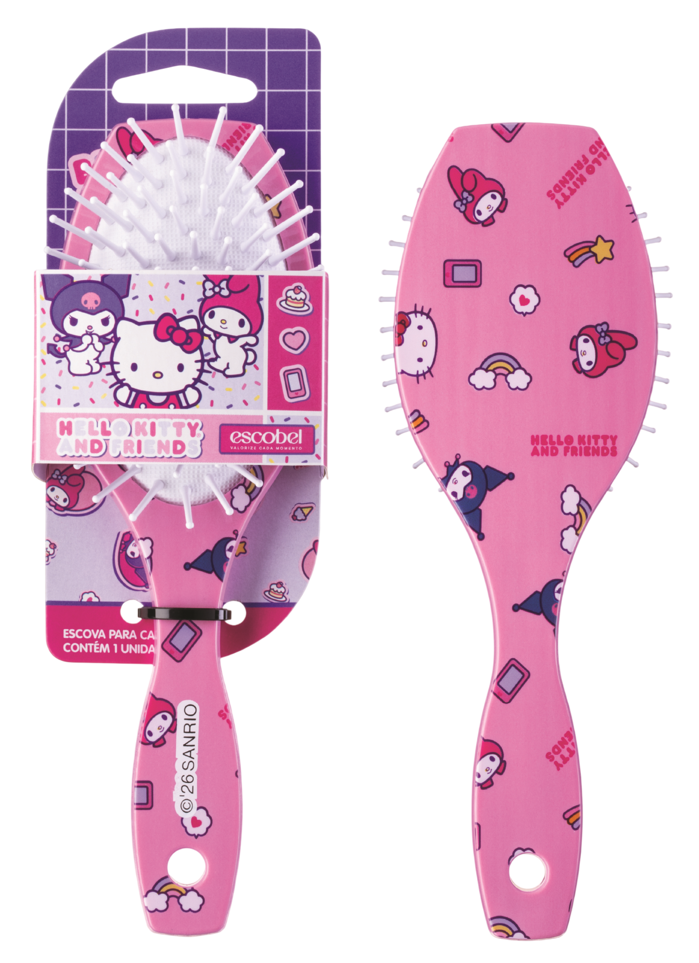 Escova Oval Escobel Hello Kitty Melhores Amigas Pequena