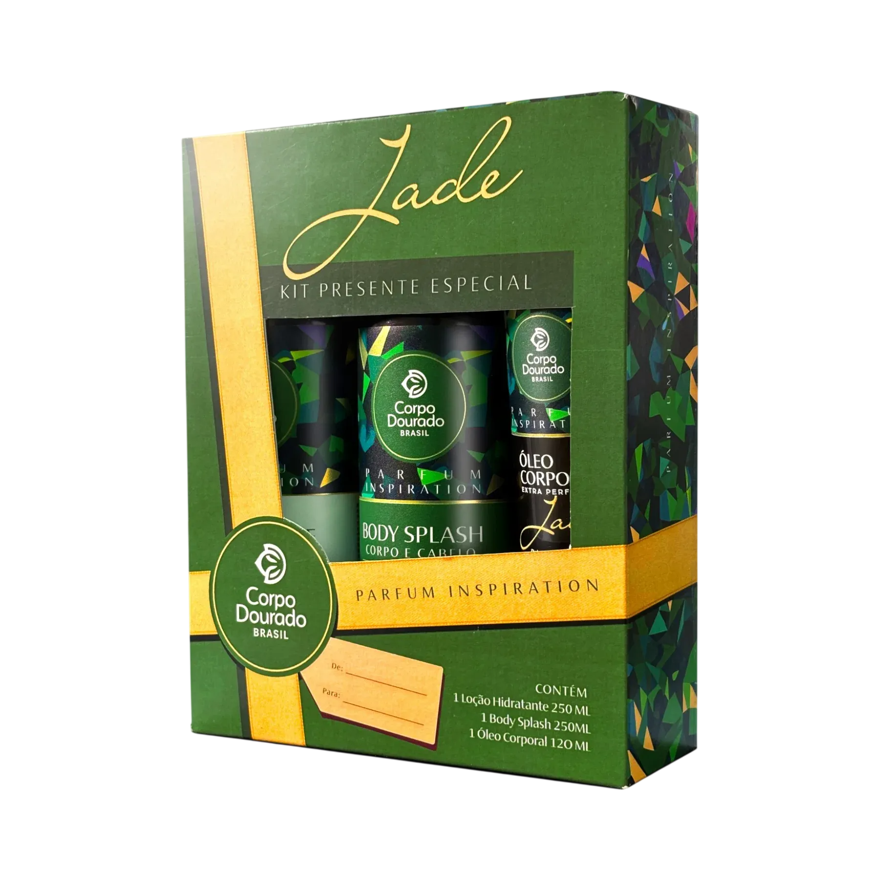 Kit  Hidratante 250ml + Body Splash 250ml + Óleo Corporal 120ml Corpo Dourado Jade