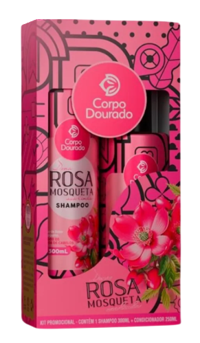 Kit Shampoo 300ml + Condicionador 250ml Corpo Dourado Rosa Mosqueta