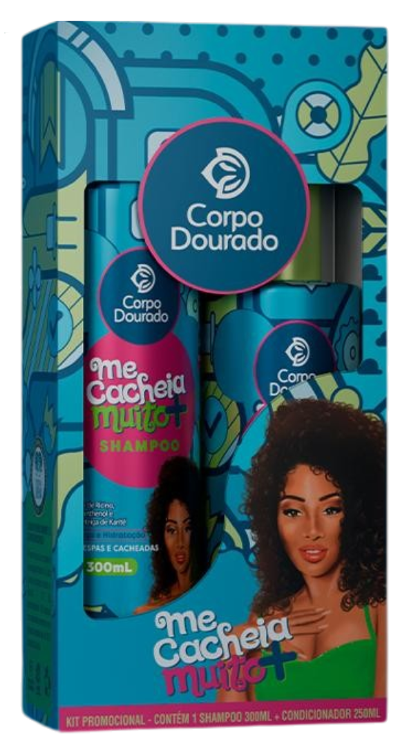 Kit Shampoo 300ml + Condicionador 250ml Corpo Dourado Me Cacheia Muito +