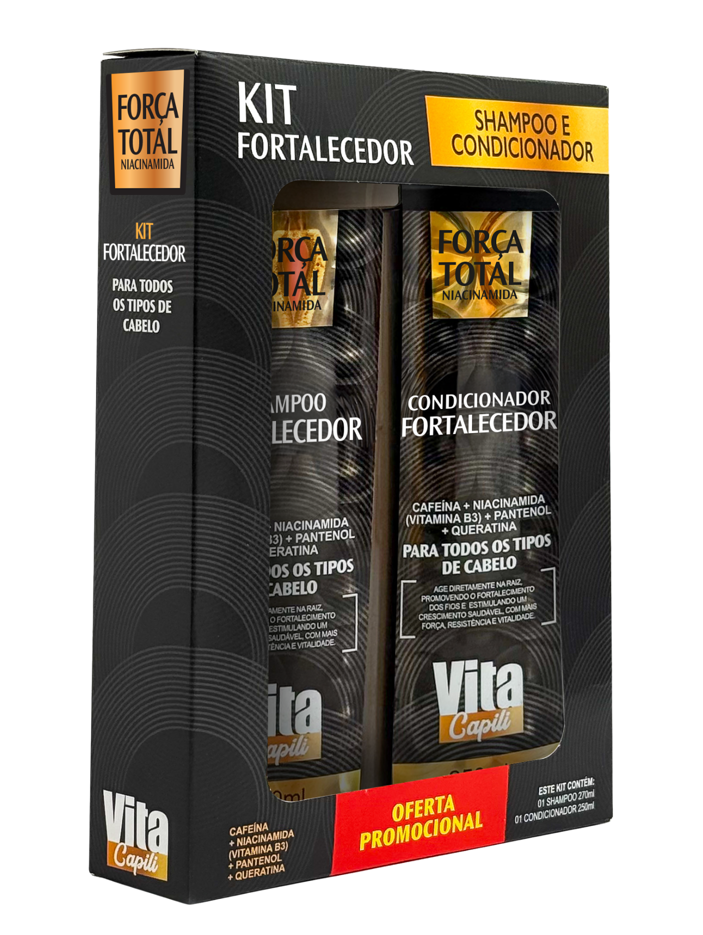 Kit Shampoo 270ml + Condicionador 250ml Muriel Vita Capili Força Total