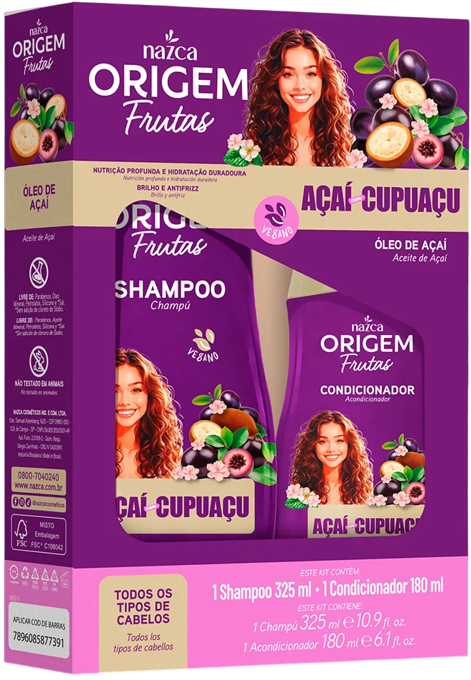 Kit Shampoo 325ml + Condicionador 180ml Origem Frutas Açaí com Cupuaçu